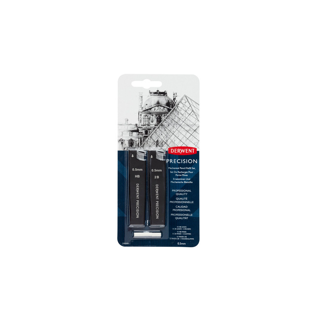 Auto-feed Mechanical Precision pencil lead refills - Derwent - HB, 2B, 0,5 mm, 30 pcs.