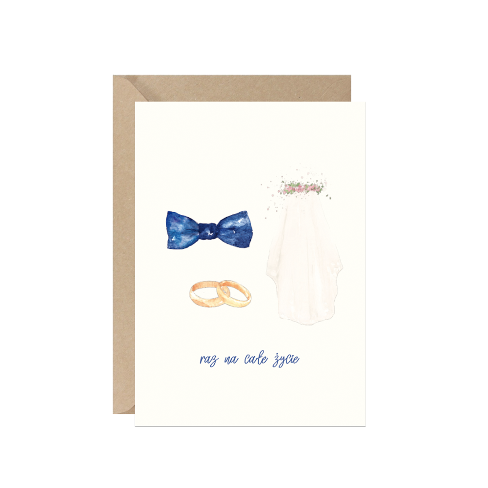 Greeting card A6 - Paperwords -  Veil and bow tie