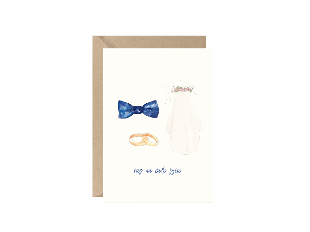 Greeting card A6 - Paperwords -  Veil and bow tie