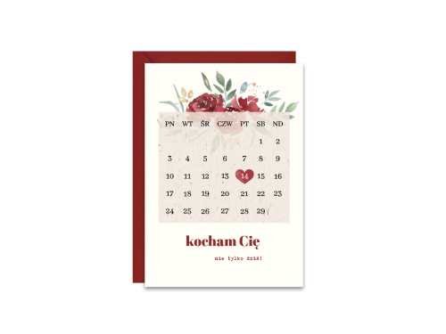 Greeting card A6 - Paperwords - Calendar, I love You