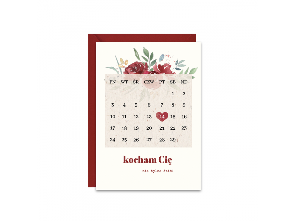 Greeting card A6 - Paperwords - Calendar, I love You