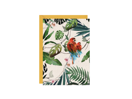 Greeting card A6 - Paperwords - Parrots in the tropics