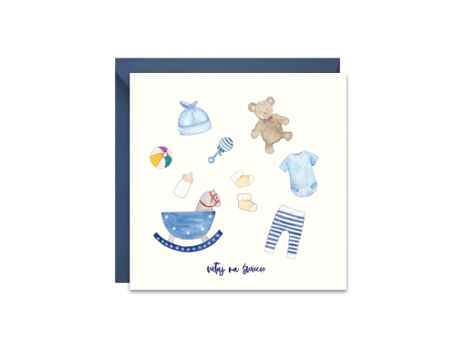 Greeting card - Paperwords - Child, blue, 14 x 14 cm