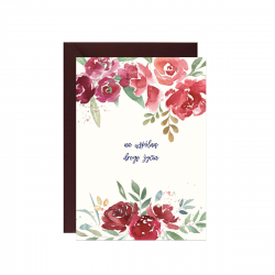 Greeting card - Paperwords - Wedding, bordeaux flowers, 10,5 x 14,8 cm