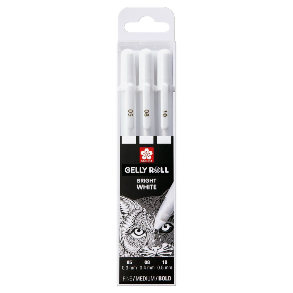 Gelly Roll Bright White Gel pen set - Sakura - white, 3 pcs.