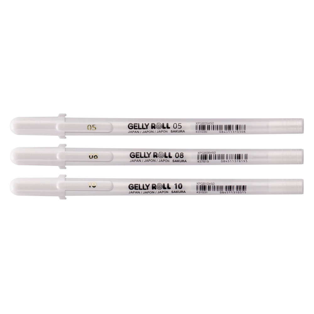 Zestaw długopisów żelowych Gelly Roll - Sakura - białe, 3 szt.