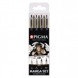 Pigma Manga Micro Fineliners Set  - Sakura - sepia, 4 pcs.