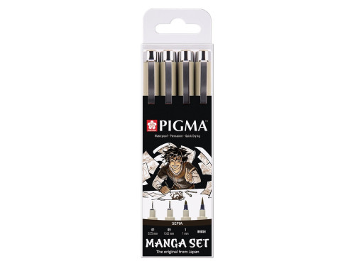 Pigma Manga Micro Fineliners Set  - Sakura - sepia, 4 pcs.