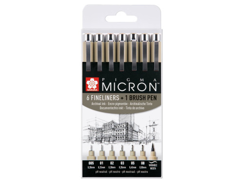Pigma Micron Fineliners Set - Sakura - black, 6 + 1 pc.