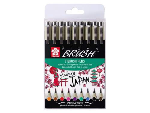 Pigma Brush Pens Set - Sakura - 9 colors