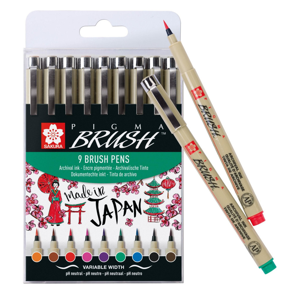 Pigma Brush Pens Set - Sakura - 9 colors