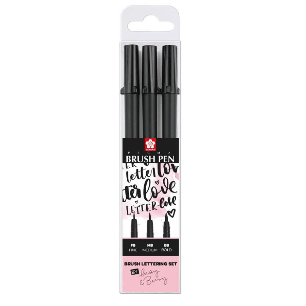 Zestaw pisaków pędzelkowych Pigma Brush Pen - Sakura - czarny, 3 szt.