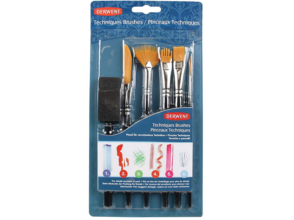 Zestaw pędzli Techniques - Derwent - 6 szt.