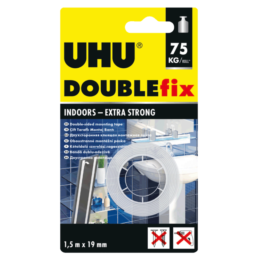 Dwustronna taśma montażowa DoubleFix Indoors Tape - UHU - 1,9 cm x 1,5 m