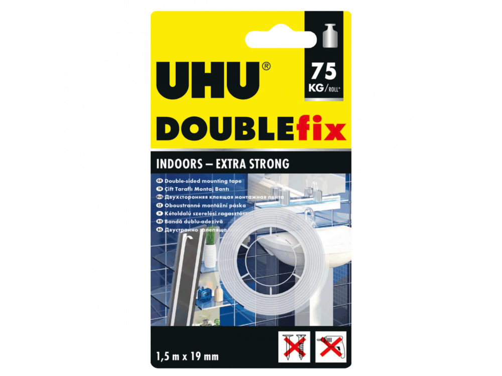 Extra Strong DoubleFix indoors tape - UHU - 1,9 cm x 1,5 m