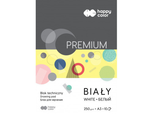 Blok techniczny Premium A3 - Happy Color - biały, 250 g, 10 ark.