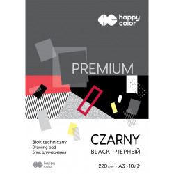 Blok techniczny Premium A3 - Happy Color - czarny, 220 g, 10 ark.