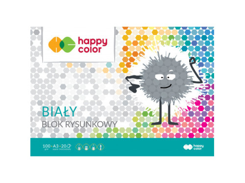Blok rysunkowy A3 - Happy Color - biały, 100 g, 20 ark.