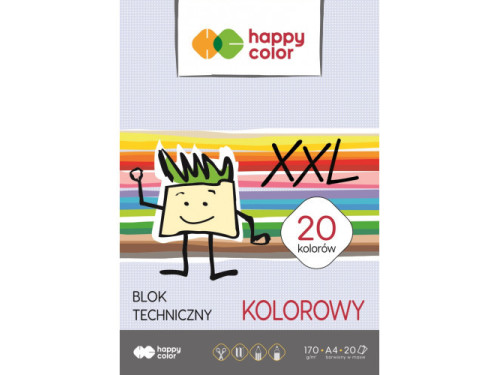 Blok techniczny XXL A4 - Happy Color - kolorowy, 170 g, 20 ark.