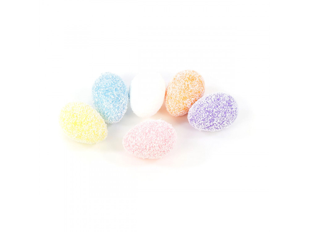 Styrofoam frosted eggs - colored, 3 x 4 cm, 24 pcs.