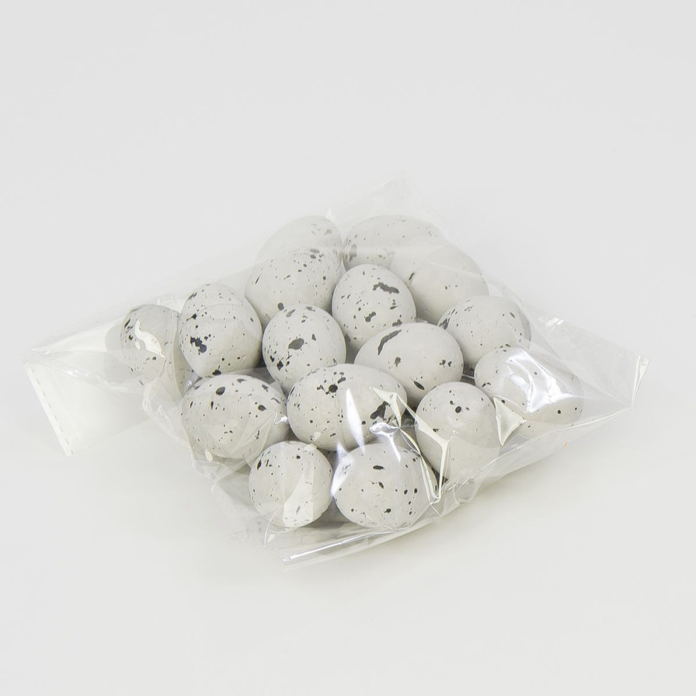 Speckled styrofoam eggs - grey, 2,5 x 3,5 cm, 24 pcs.