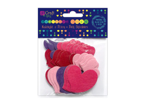 Felt Stickers - hearts, 36 pcs.