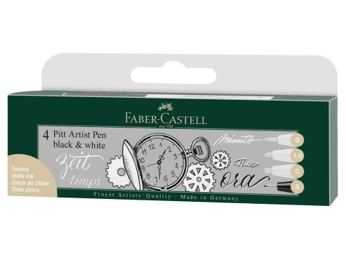 Zestaw pisaków Pitt Artist Pen Black & White - Faber-Castell - 4 szt.