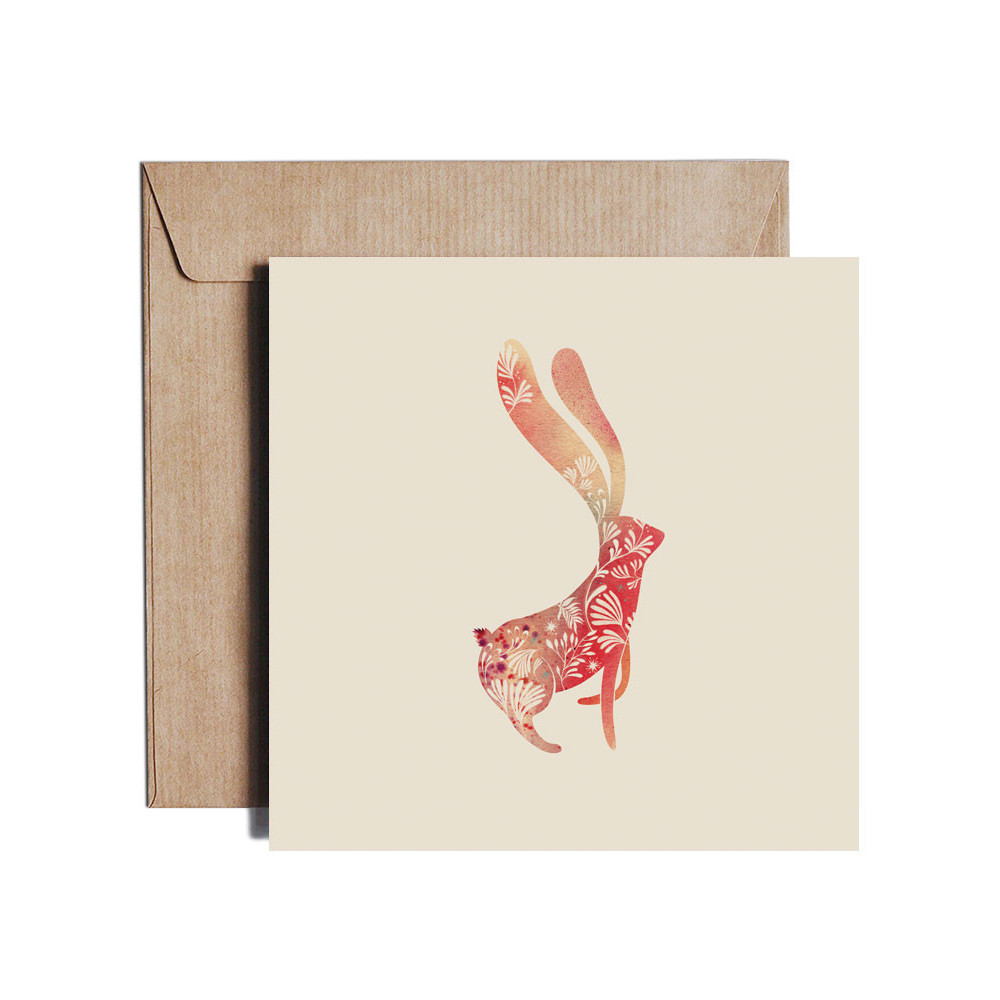 Greeting card - Pieskot - Imaginary Rabbit, 14,5 x 14,5 cm