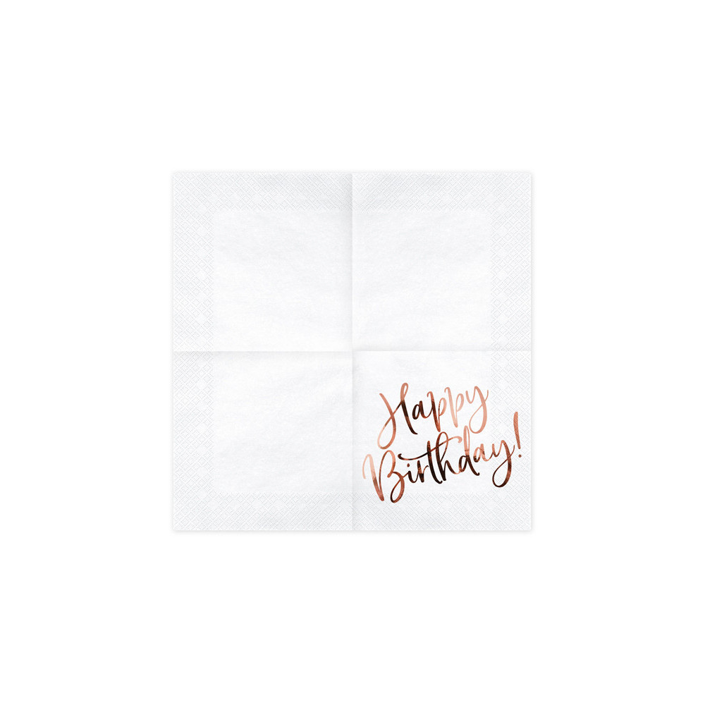 Happy Birthday napkins - rose gold, 20 pcs.