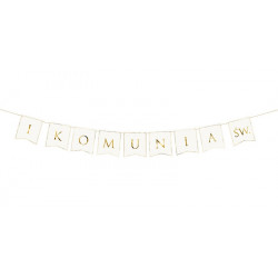First Communion garland - white and gold, 15 x 133 cm