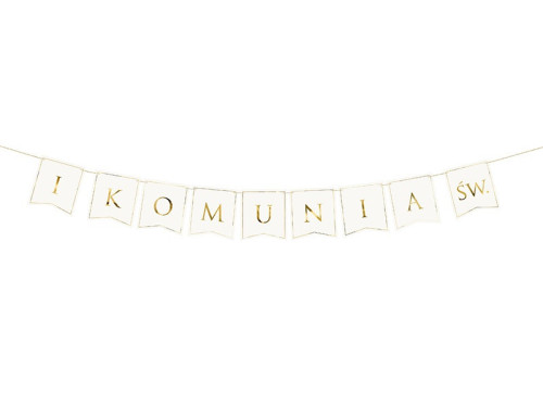 First Communion garland - white and gold, 15 x 133 cm
