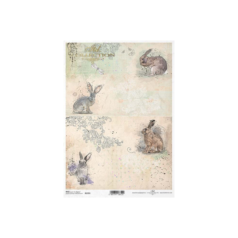Papier do decoupage A4 - ITD Collection - ryżowy, R1353