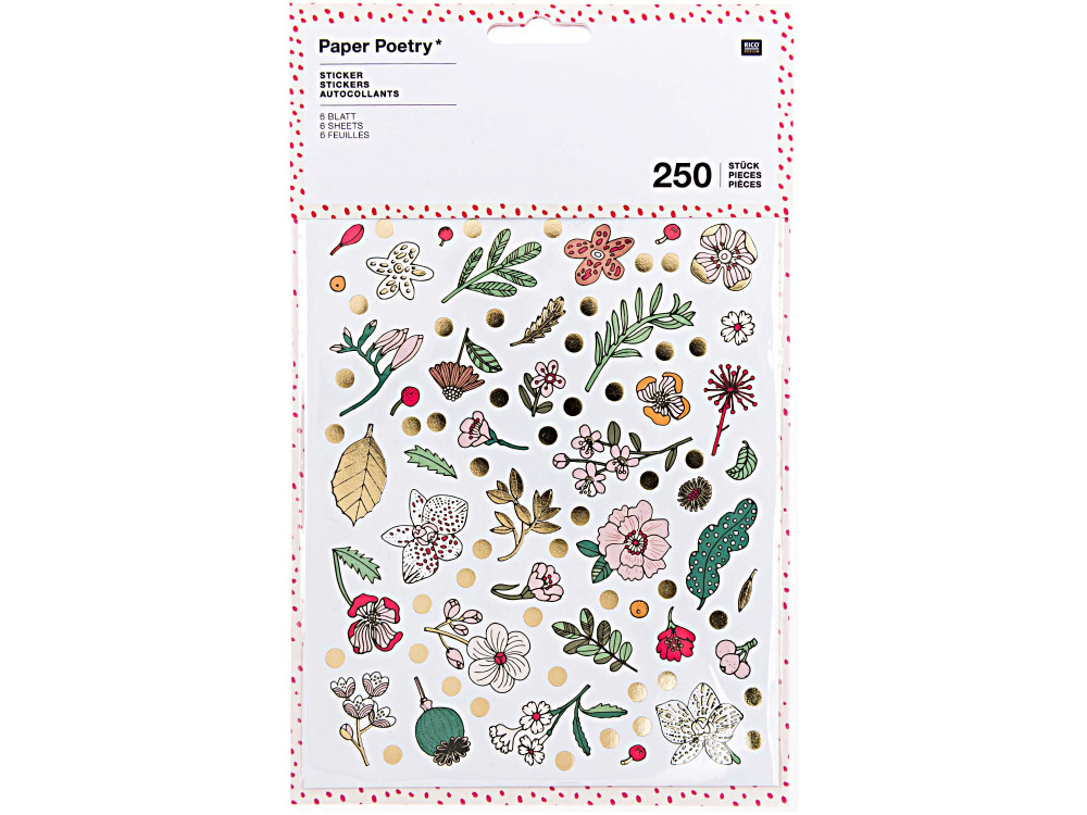 Hygge stickers - Paper Poetry - flowers, 250 pcs.