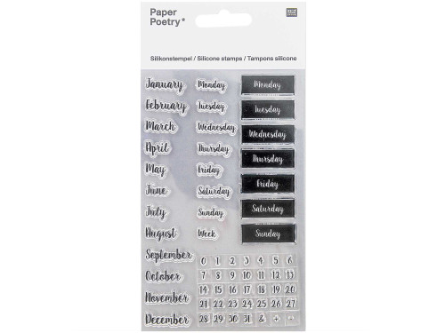 Zestaw stempli silikonowych - Paper Poetry - Bullet Journal, litery pisane