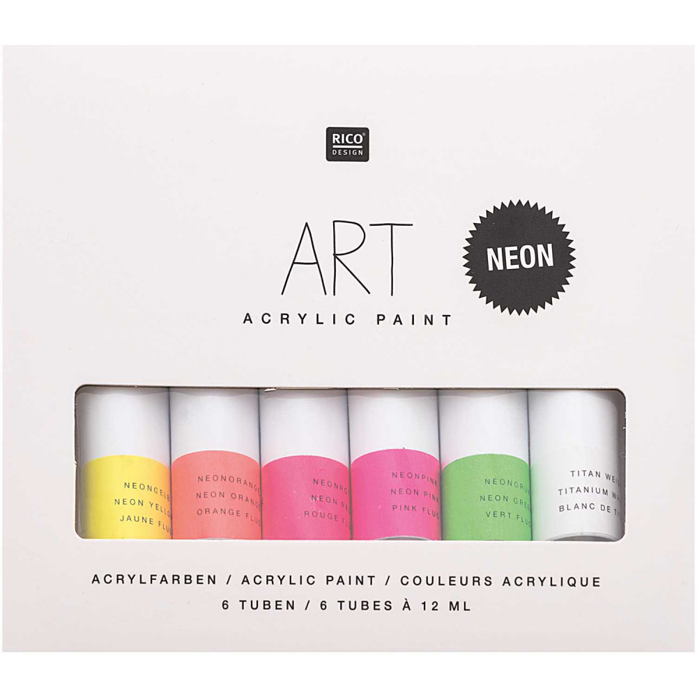Set of acrylic paints ART Neon - Rico Design - 6 colors x 12 ml
