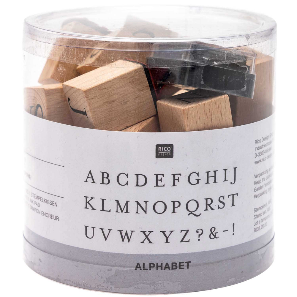 Wooden ABC stamp set - Rico Design - alphabet, 30 pcs.