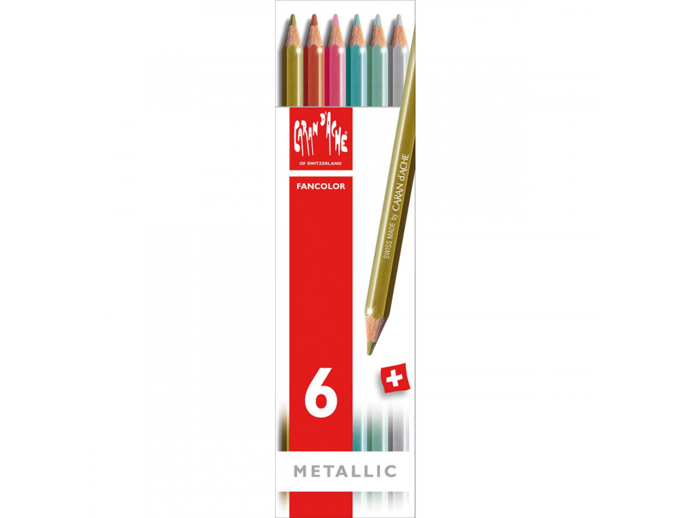 Zestaw metalicznych kredek akwarelowych Fancolor - Caran d'Ache - 6 kolorów