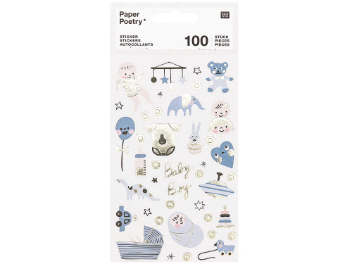 Naklejki Baby Boy - Paper Poetry - niebieskie, 100 szt.