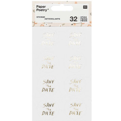 Save The Date stickers - Paper Poetry - gold, 32 pcs.