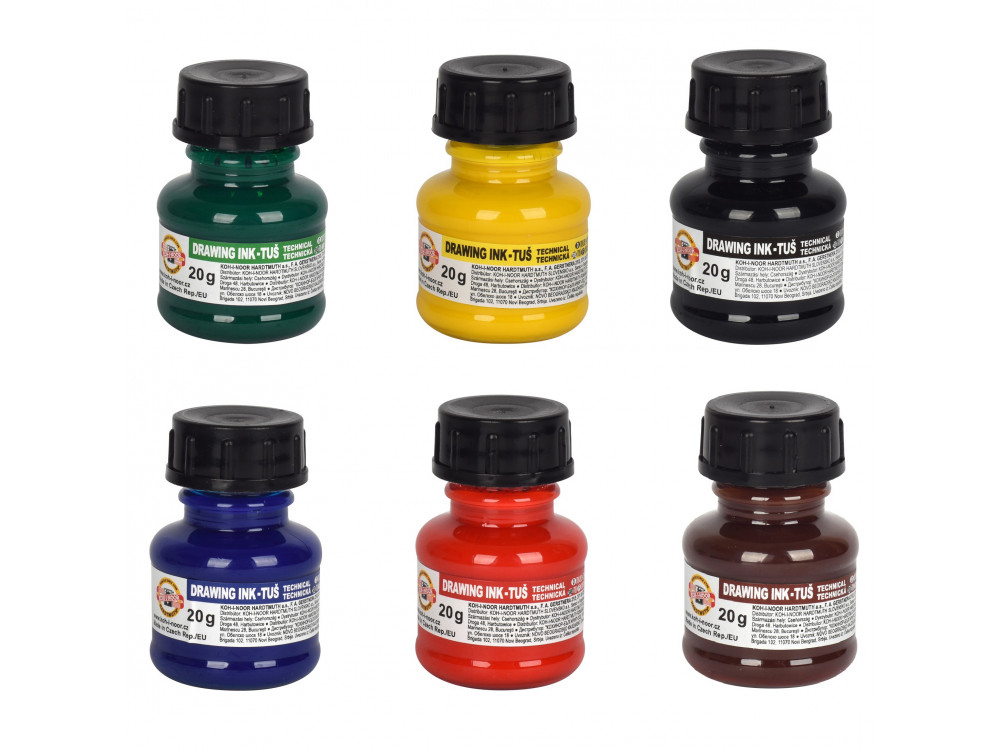 Set of technical drawing inks - Koh-I-Noor - 6 colors