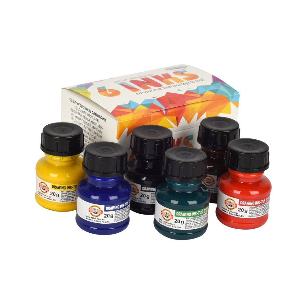 Set of technical drawing inks - Koh-I-Noor - 6 colors