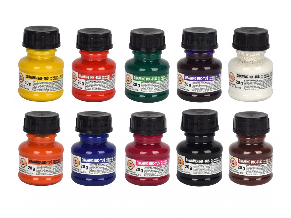 Set of technical drawing inks - Koh-I-Noor - 10 colors