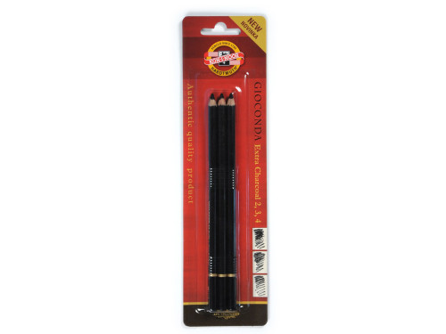 Gradational extra charcoal in pencil - Koh-I-Noor - deep black, 3 pcs.