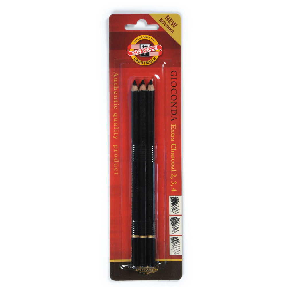 Gradational extra charcoal in pencil - Koh-I-Noor - deep black, 3 pcs.