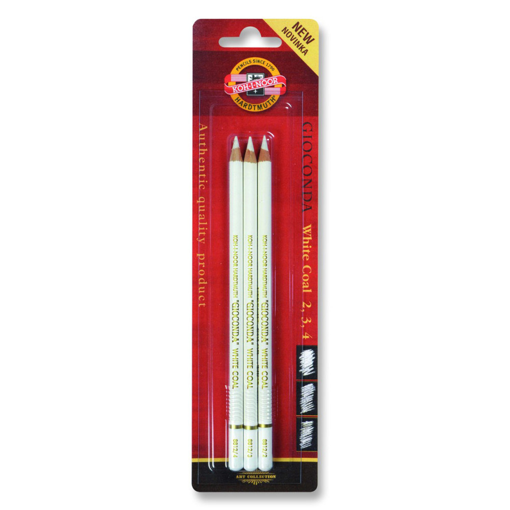 Gradational extra charcoal in pencil - Koh-I-Noor - white, 3 pcs.