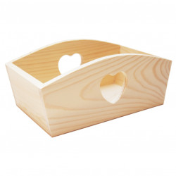 Pojemnik drewniany z sercem - 24,5 x 13 x 10 cm