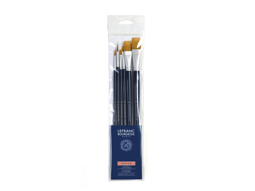 Set of synthetic brushes - Lefranc & Bourgeois - long handle, 6 pcs.