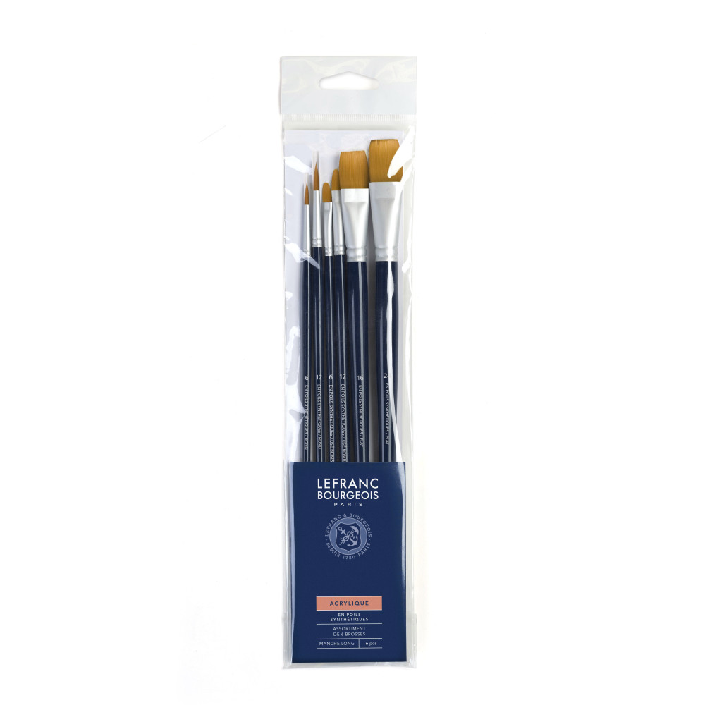 Set of synthetic brushes - Lefranc & Bourgeois - long handle, 6 pcs.