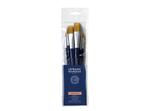 Set of synthetic brushes - Lefranc & Bourgeois - short handle, 6 pcs.