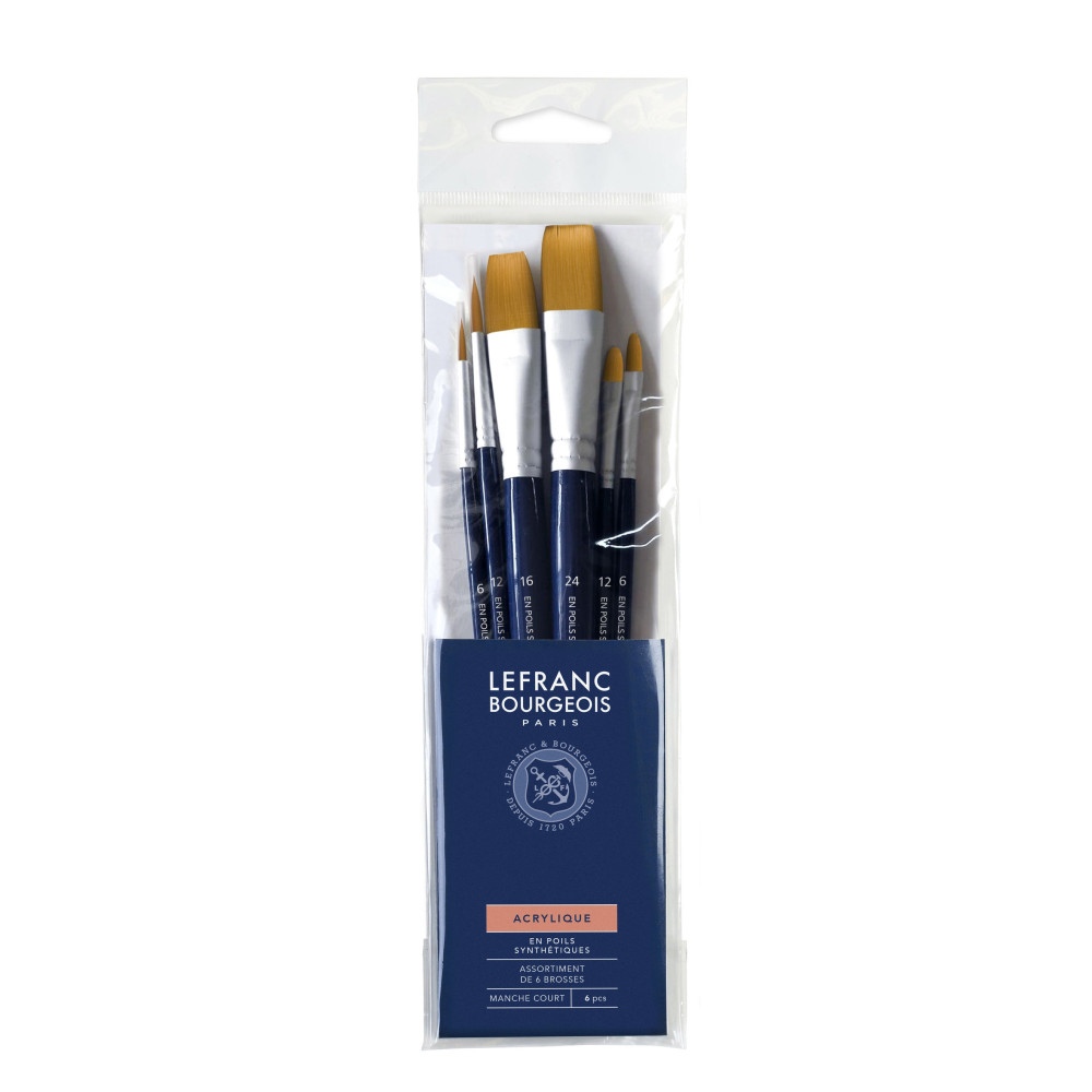 Set of synthetic brushes - Lefranc & Bourgeois - short handle, 6 pcs.